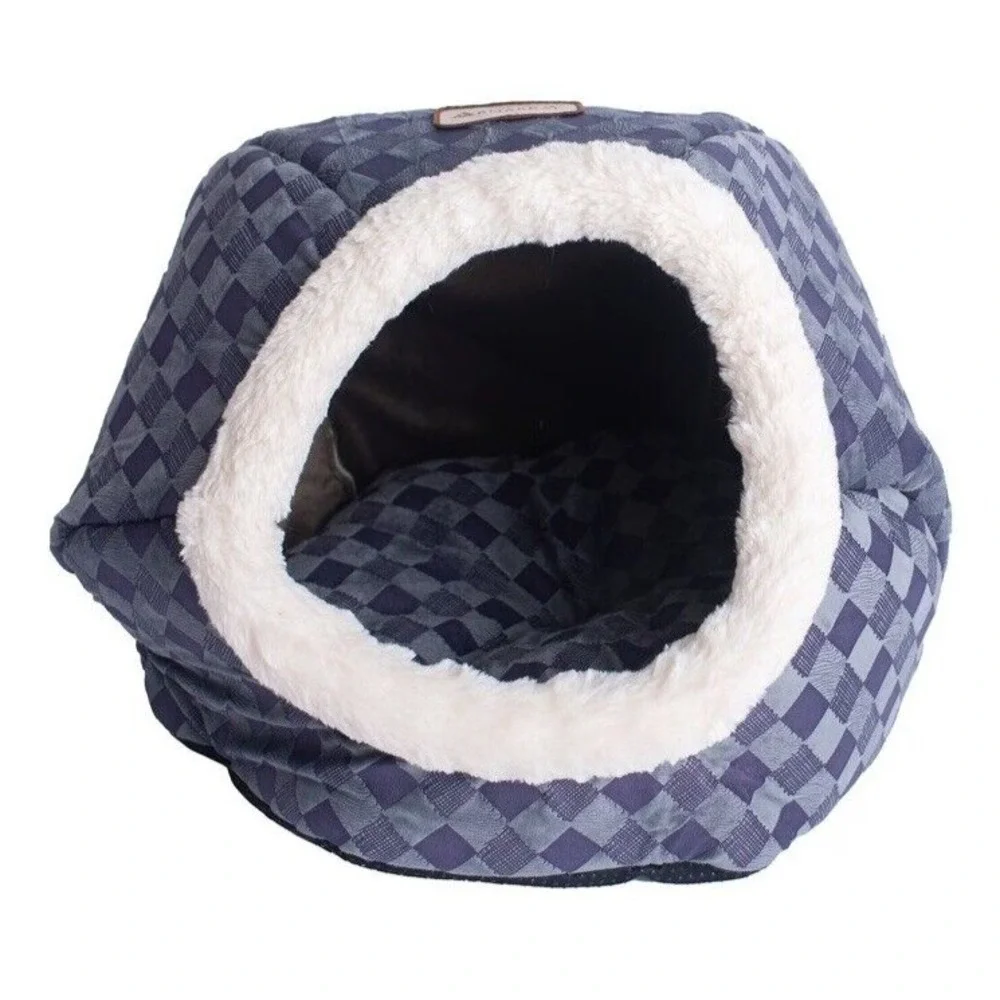 Armarkat‎ Cuddle Cave Dog Cat Pet Bed Purple Checkered Small